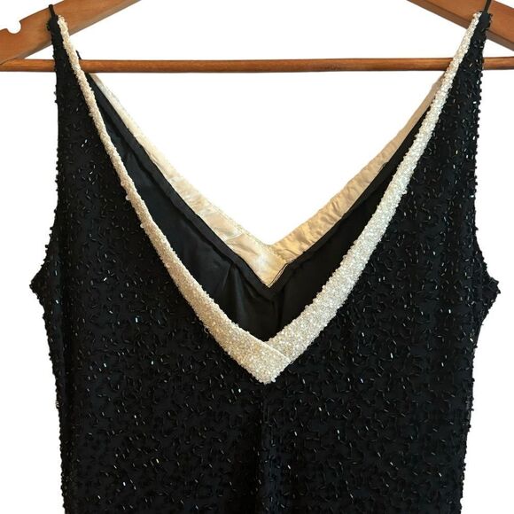 JKARA New York Women’s Heavy Beaded Fully Lined Slip Elegant Midi Dress Size 8 - Picture 4 of 9